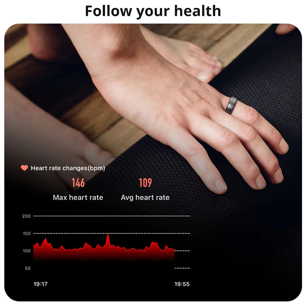 AuraTrack Smart Ring – Track Your Health 24/7 | Waterproof + Multi-Sport Mode