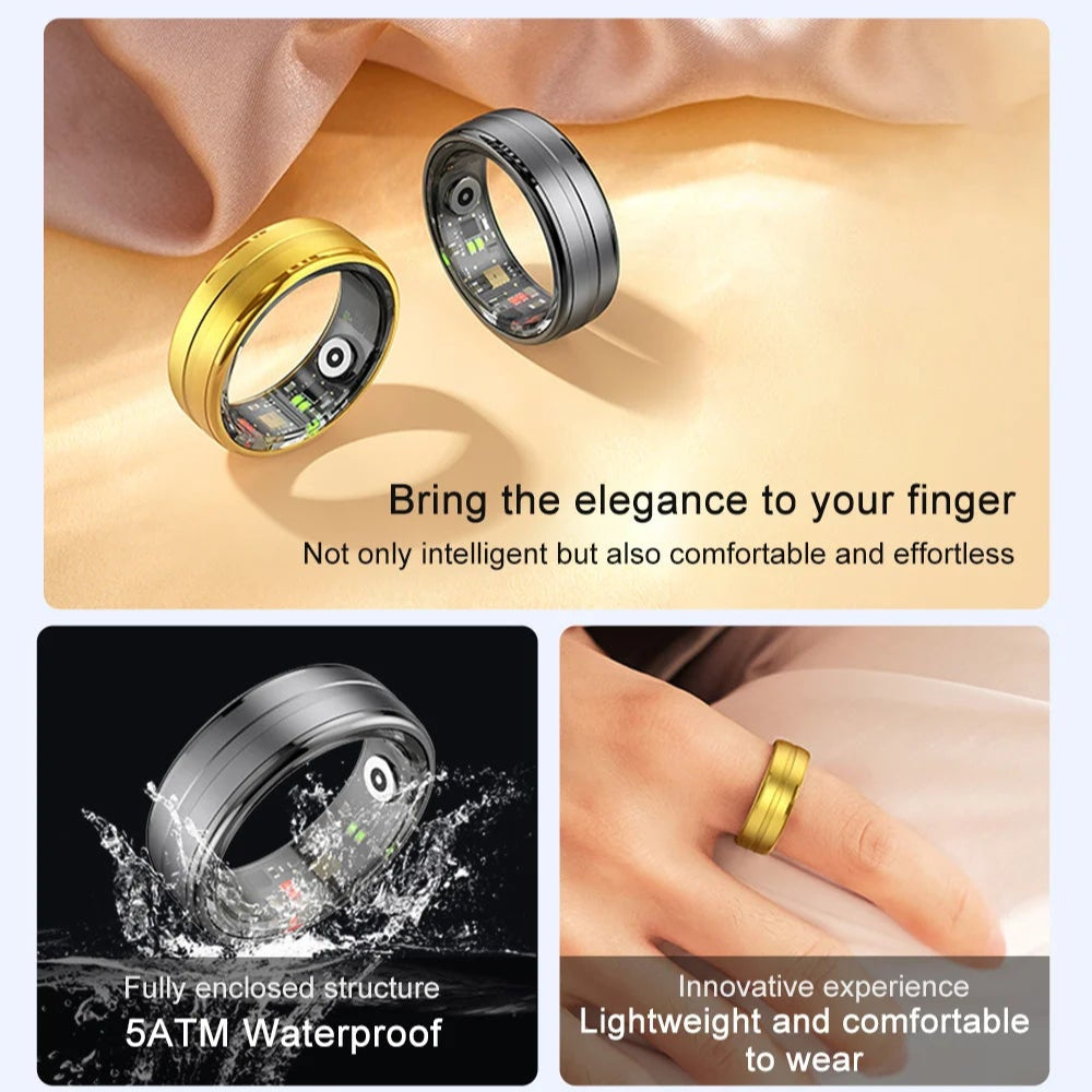 AuraTrack Smart Ring – Track Your Health 24/7 | Waterproof + Multi-Sport Mode